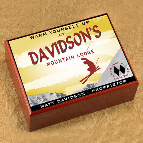 Personalized Humidor - Ski Lodge