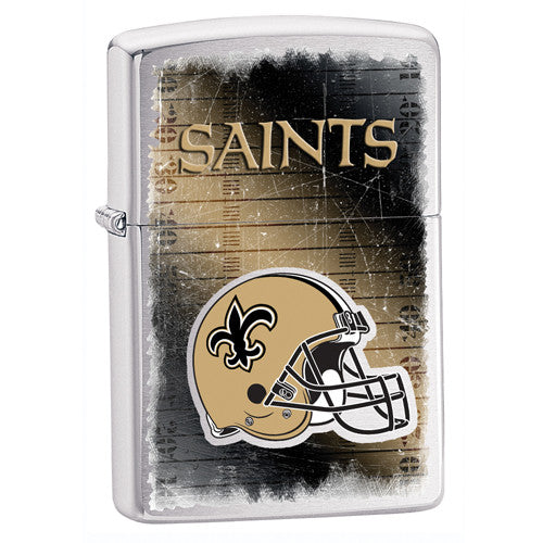 NFL Brushed Chrome Zippo Lighter - New Orleans Saints