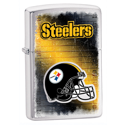 NFL Brushed Chrome Zippo Lighter - Pittsburgh Steelers
